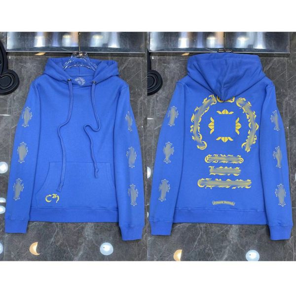 

classic luxury men's sweatshirts brand ch designer hoodie fashion men women horseshoe sanskrit loose zipper jacket pullover hooded coa, Black
