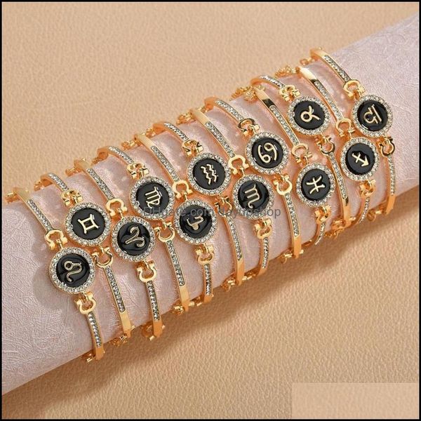 

charm bracelets birth jewelry constellations 12 zodiac signs charm bracelets for women men birthday gift cubic zircon bracelet chain2 dhdsg, Golden;silver