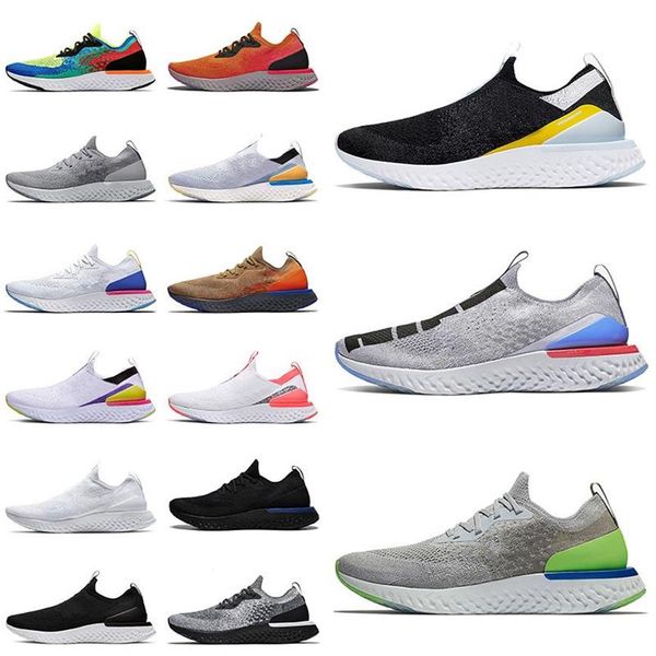 

mens epic react fly knit running shoe all white black yellow grey volt royal green blue pewter purple womens trainers designer sne217l