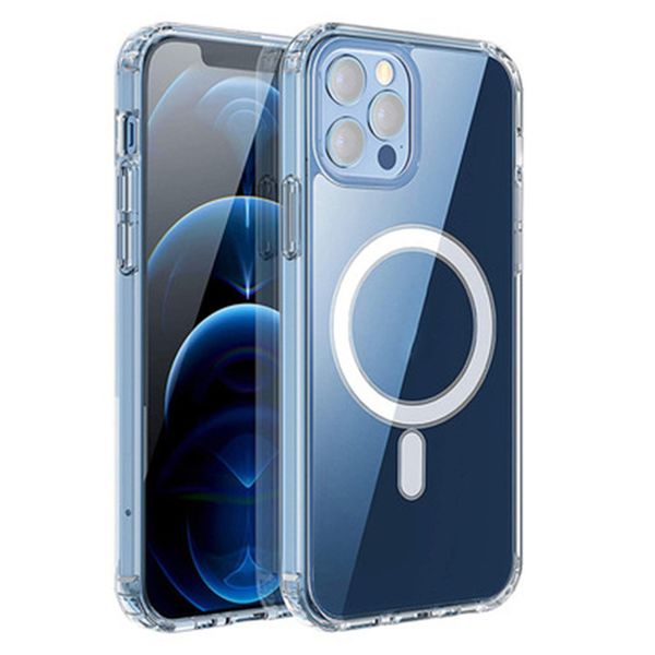

transparent magnetic cases support magsafing wireless charging cover acrylic shockproof for iphone 14 13 12 11 pro max xr xs x 8 7 plus sams