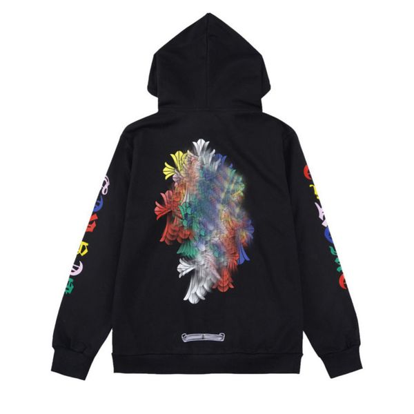 

luxury classic men's sweatshirts ch designer hoodie fashion men women horseshoe sanskrit loose zipper jacket pullover hooded coat swea, Black