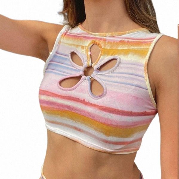 

women's tanks & camis women's tanks & camis sleeveless tie dye print crop women 2022 hollow out summer off shoulder y2k beach tan, White