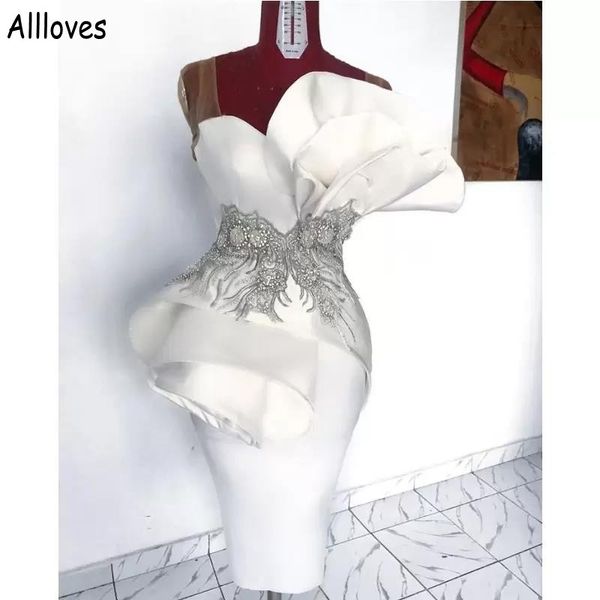 

modest white sheer straps cocktail dresses ruched satin knee length short prom evening gowns sequins beaded appliques arabic formal party cl, Black