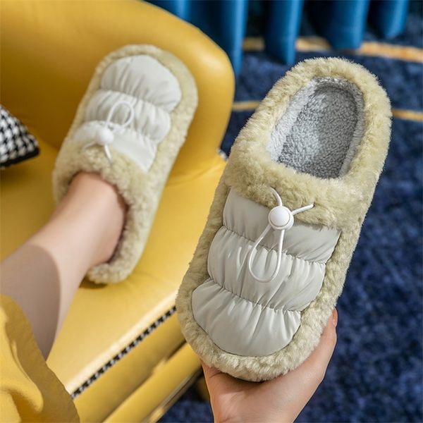 

slippers wdzkn women winter home cotton shoes thick plush warm slippers round toe slip on comfort non-slip indoor flat slippers slides 22090, Black