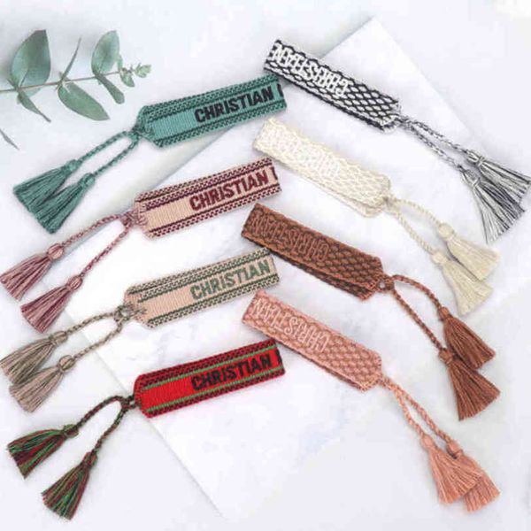 

classic fashion brand bangles jewelry men women handmade cotton signture embroidery bracelet designers woven bangle fabrics luxury bracelets, Black
