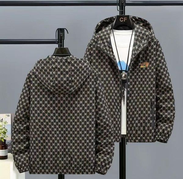 

men's jacket luxury ggity letter hooded coats casual style streetwear zipper male fashion tide brand designer clothing, Black;brown