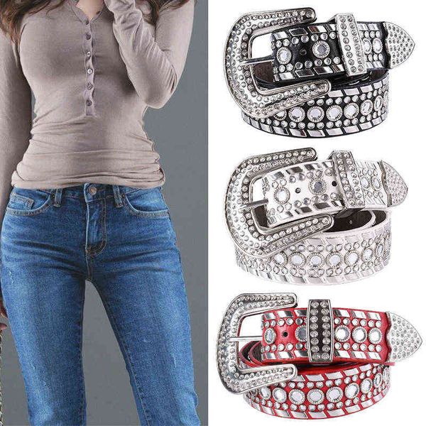 

fashion rivet men's and women's belt inlaid alloy needle buckle with jeans belt pu pants, Black;brown