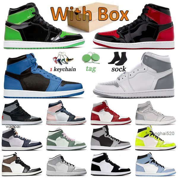 

mens womens 1 basketball shoes jumpman sneakers chenille trainers bred patent green 1s sports dark marina blue shadow visionaire stealth