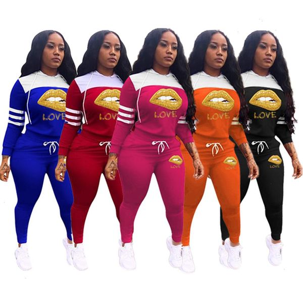 

autumn winter womens tracksuits women casual fashion letter patchwork print, Gray