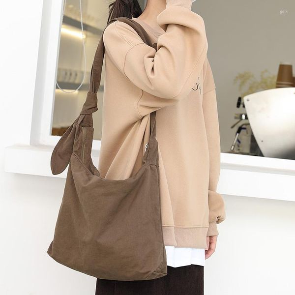 

shoulder bags female messenger bag 2022 japanese retro wash old canvas casual knotted net red fashion solid color