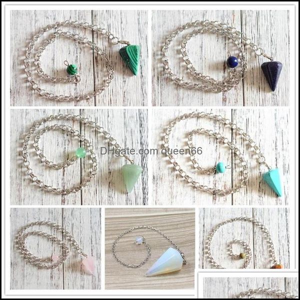 

pendant necklaces small size reiki healing pendums natural stones pendant amet crystal meditation hexagonal pendum for men women drop dhqij, Silver