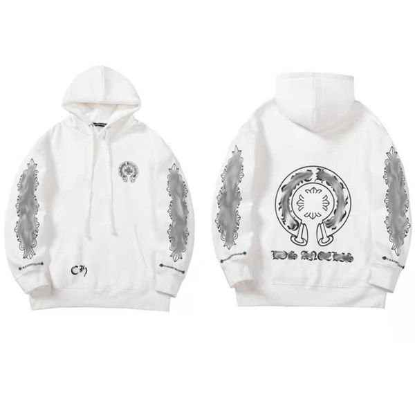 

men's luxury classic sweatshirts brand ch designer hoodie fashion men women horseshoe sanskrit loose zipper jacket pullover hooded coa, Black