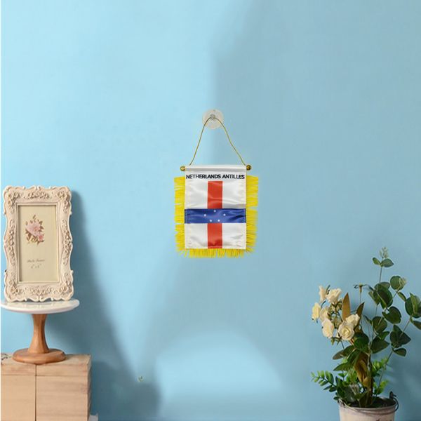 

netherlands antilles window hanging flag 10x15 cm double sided mini hanging flags with suction cup for home office door decor