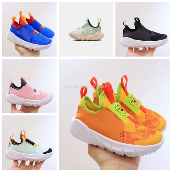 

2022 kids flex runner 2 running shoes black yellow orange green pink sport blue girls boys children students sneakers us size 7c-5y eur size