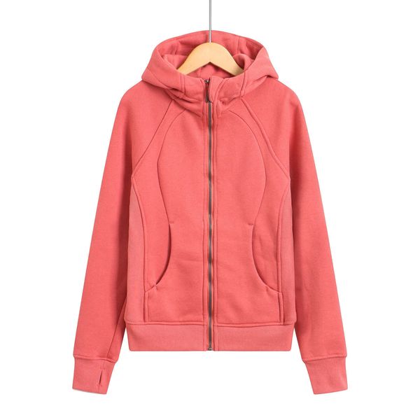 

pg08 women's jackets lu's same yoga suit fleece sports sweater fitness zipper hooded thickened leisure idq1, Black;brown