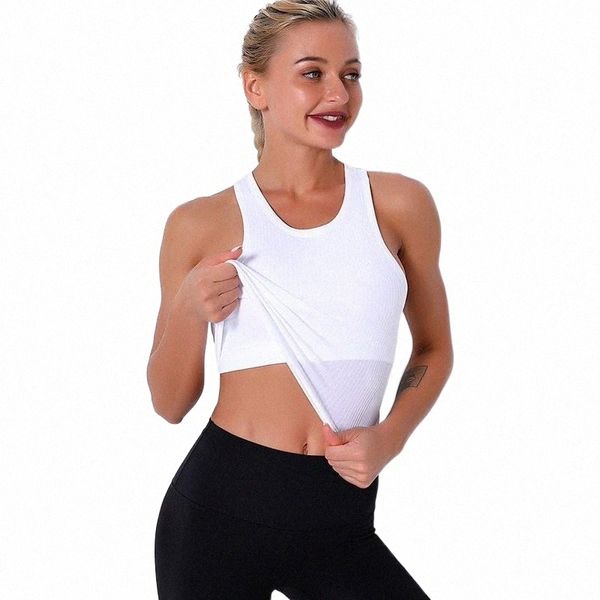 

women's tanks & camis women's tanks & camis sleeveless yoga crop slim fit tank high impact running vest cusual backless fitness sh, White