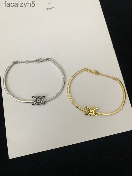 

charm bracelets designer celi saijia's new triumphal arch bracelet women's smooth gold-plated french temperament white with advanc, Golden;silver