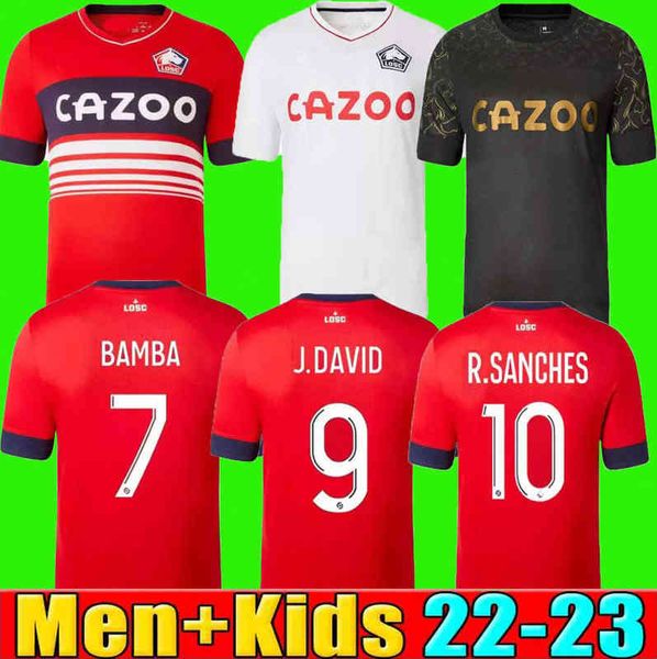 

american college football wear 2022 2023 losc lille soccer jersey david fonte burak bamba yazici football shirts 22 23 jikone r.sanches t.we, Black