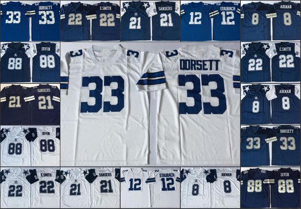 

men jersey ncaa vintage football stitched mens jerseys 22 emmitt smith 33 tony dorsett 54 randy white 88 michael irvin 8 troy aikman 12 roge, Black
