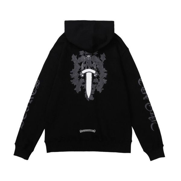 

men's classic luxury sweatshirts ch fashion hoodies men woman designer horseshoe sanskrit cross pullover hooded zipper sweater loose ja, Black