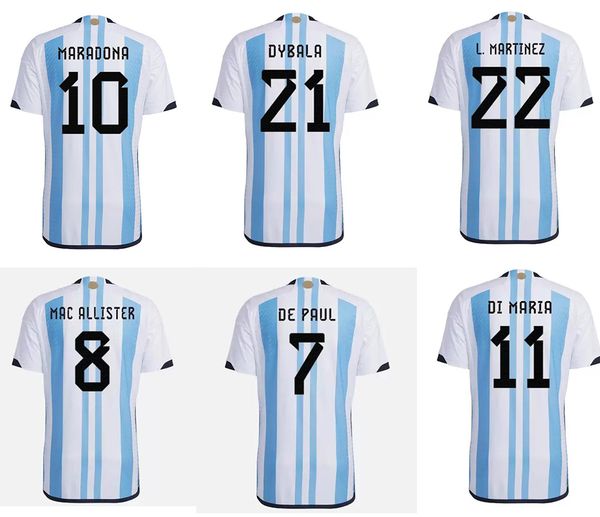 

3 star 22 -23 argentina soccer jersey home 10 21 dybala thai quality shirts away black customized 11 di maria 22 .martine 5 .paredes ferna, Black;yellow