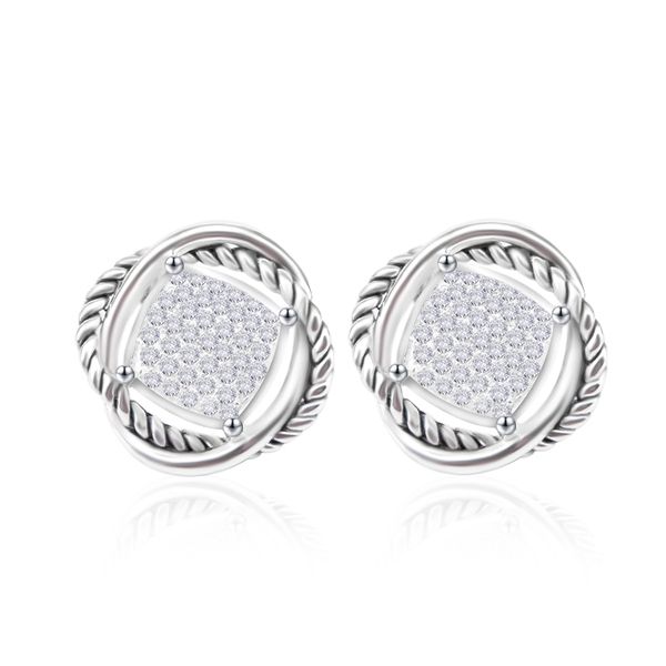 

925 silver stud earrings 11mm zircon earring women luxury earrings, Golden;silver