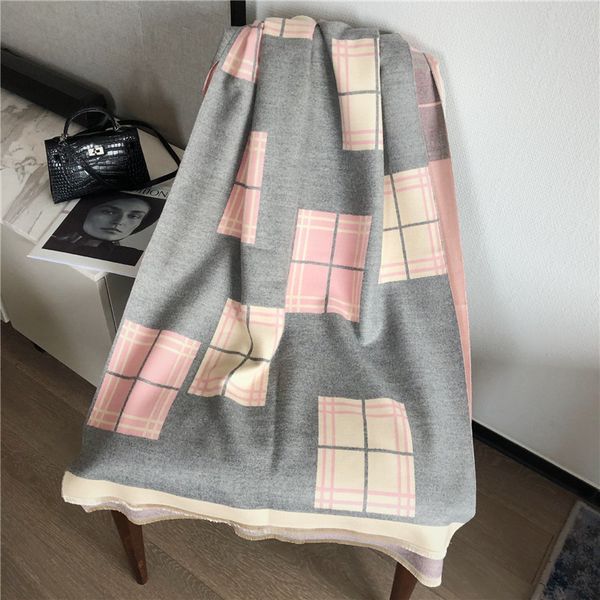 

imitation cashmere fashion warm scarf female letter geometric pattern double-sided jacquard all-match shawl autumn and winter models multico, Blue;gray