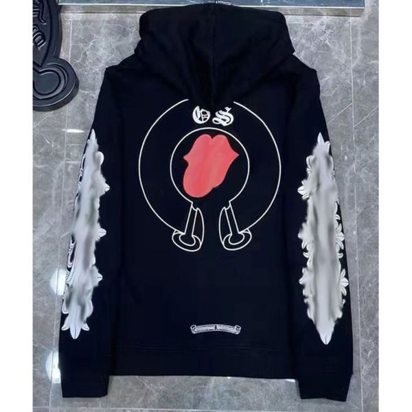 

classic luxury men's jackets fashion sweatshirts brand ch zipper hoodies women men pullover hooded designer horseshoe sweater loose ja, Black;brown