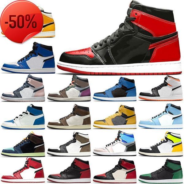 

boots jumpman 1 basketball shoes 1s men women high og bubble gum hand crafted dark marina blue university pollen prototype volt silver toe m, Black