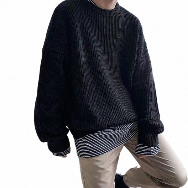 

men's sweaters men's sweaters korean sweater men crewneck knitted pullover casual street fashion solid color mens jumper autumn c, White;black