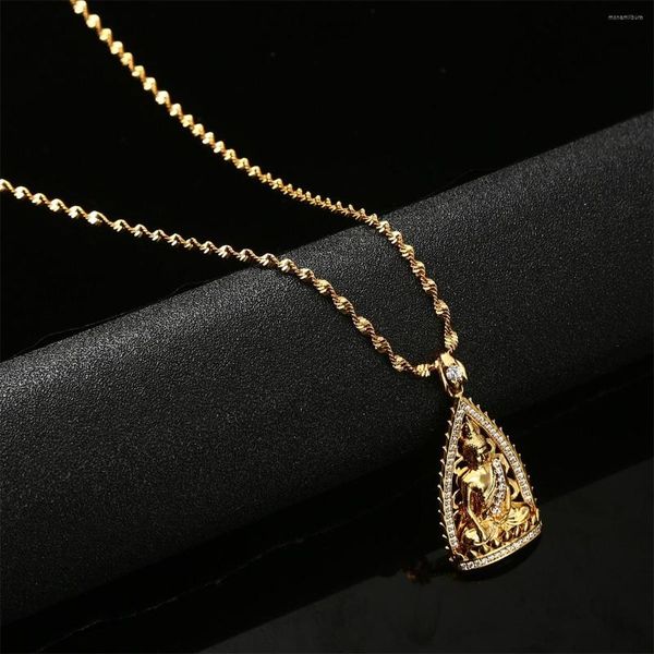 

pendant necklaces cambodian style garden buddha buddhism with cubic zirconia jewelry thailand vietnam laos gifts, Silver