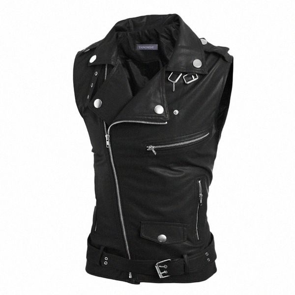 

men's vests men's vests vest men 2021 personality desigher pu leather decoration handsome fashionable male x1ry#, Black;white