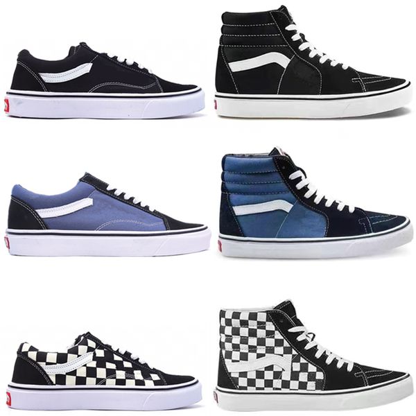 

women's high skate shoes black and white checkerboard lightning pattern men's canvas shoes fashion designer shoe classic trainers