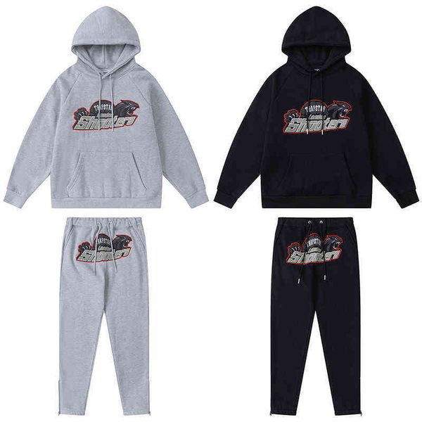 

men's tracksuits selling hoodie trapstar london shooters hooded tracksuit designer embroidered ladies jogging pants, Gray