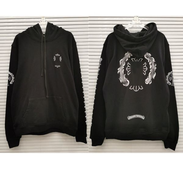

fashion men's luxury sweatshirts classic brand ch zipper hoodies women men loose pullover hooded designer horseshoe hoodie sweater jack, Black