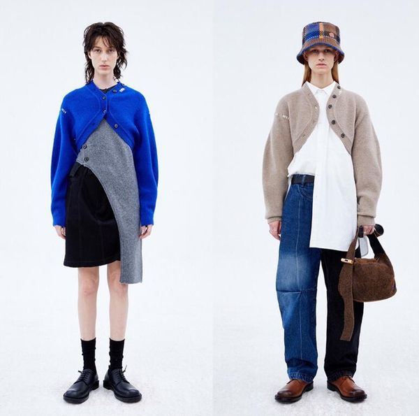 

women's sweaters 2022ss sweater women 1 fashion casual lrregular half length sweaters knitting, White;black