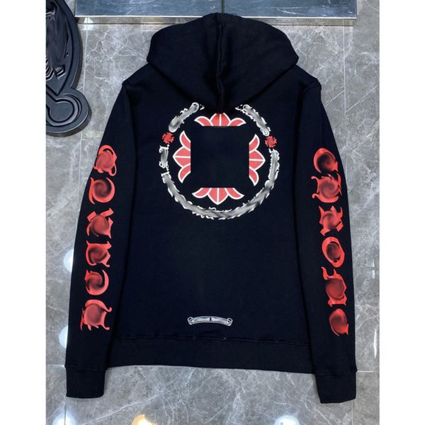 

men's fashion luxury sweatshirts classic brand ch zipper hoodies women men loose pullover hooded designer horseshoe hoodie sweater jack, Black