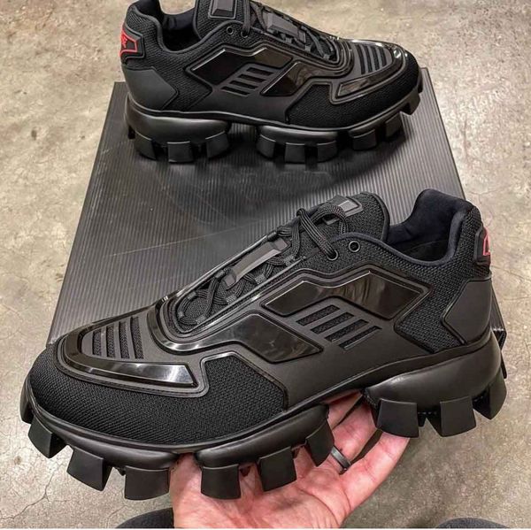 

perfect men cloudbust thunder runner sports shoes technical fabric sneakers chunky sole sports rubber triangle lifestyle combat outdoor trai, Black