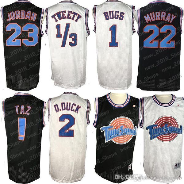 

tune squad space jam jersey 1 bugs bunny az 1/3 tweety 22 bill murray 10 lola 2 d.duck basketball jersey, Black