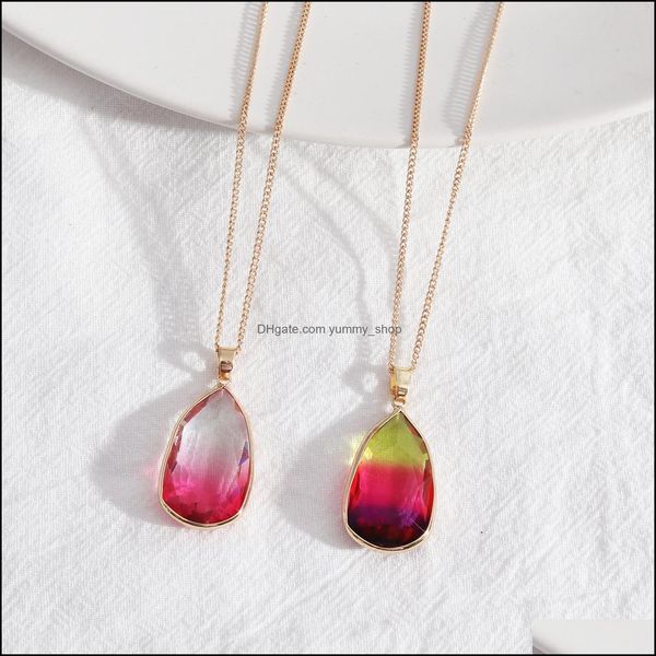 

pendant necklaces waterdrop facet colorf glass pendant necklaces geometric charms 50cm gold chain accessories body jewelry drop deliv dhfk8, Silver