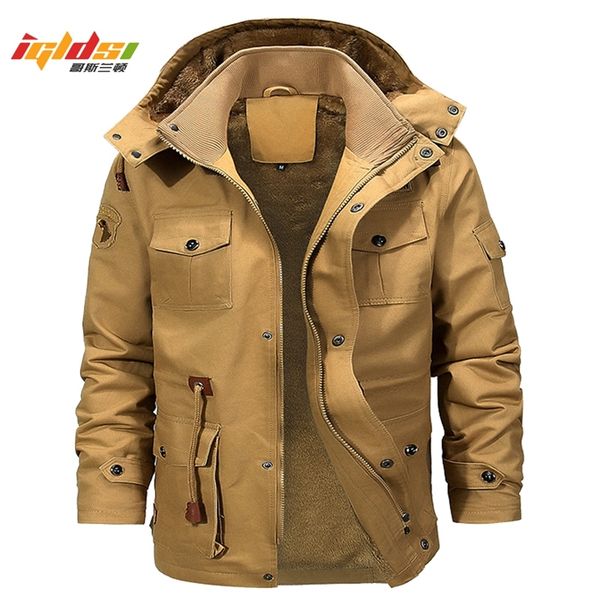 

mens down parkas mens military winter fleece inner jacket casual thick thermal coat army pilot jackets air force cargo outwear hooded jacket, Black