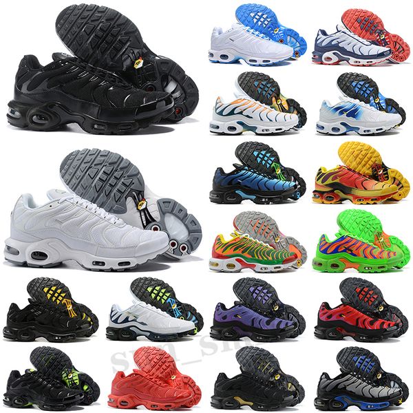 

mens plus tn running shoes triple black white rainbow hyper blue supernova brushstroke camo men trainers outdoor sports sneakers bumblebee t