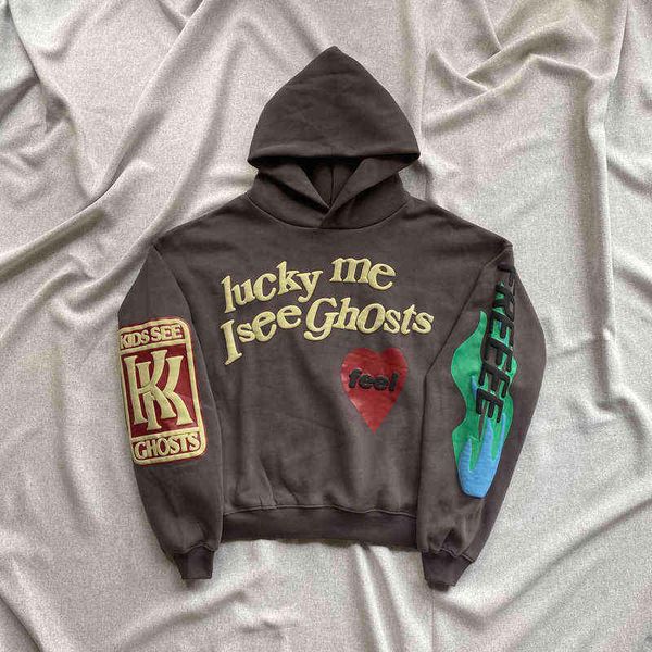 

men's hoodies sweatshirts 3d foam heavy fabric fleece hoodies sweatshirts kids lucky me i see ghosts hooded t220901, Black