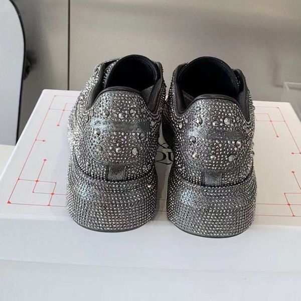 

48% discount casual shoes luxury brand designer women thick bottom rhinestones runway sneakers round toe platform traniers fashion wedge cry, Black