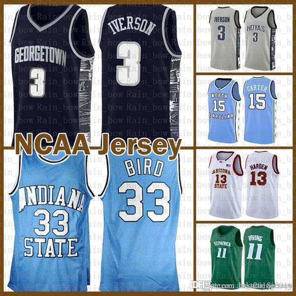 

men jerseylarry 33 bird college allen 3 iverson kawhi stephen 30 curry leonard dwyane 3 wade ncaa kyrie lebron 23 james irving che, Black