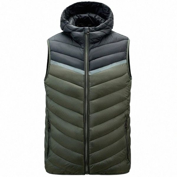 

men's vests men's vests brand winter warm sleeveless jacket men hoodied zippers vest mens patchwork casual autumn waistcoat t4jy#, Black;white