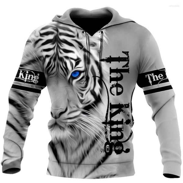 

men's hoodies spring autumn animal white tiger skin 3d all over printed sweatshirts pullover casual jacket 4xl, Black