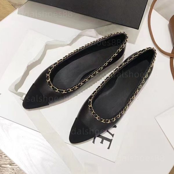 

womens shoe flat pointed toe ballerinas dress shoes slip on ballet pump chains comfy soft leather designer shoes loafer flats heel pumps loa, Black