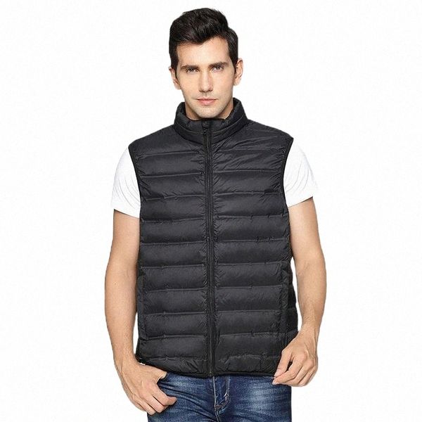 

men's vests nice ultra light down vest men spring autumn winter stand collar sleeveless seamless warm lightweight plus size men's, Black;white