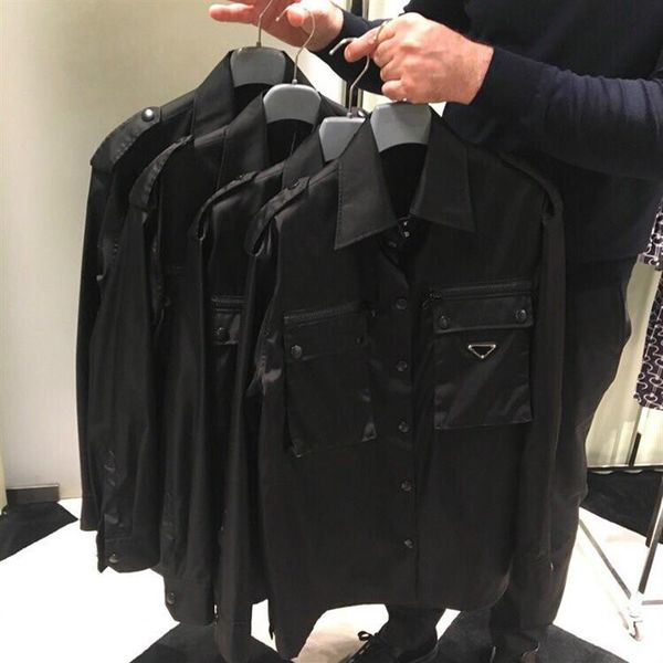 

21ss women men jacket blouses classic fashion luxury jackets oversized customized nylon fabric multi-pocket triangle badge desig2527, Black;brown